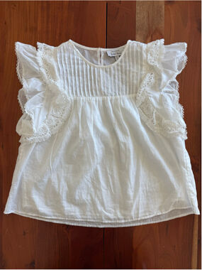 Women's & Other Stories White Ruffle Lace Blouse Size 4